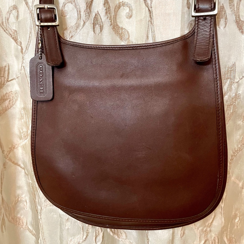Coach Genuine Leather Dark Brown Saddle Bag with Flap Crossbody